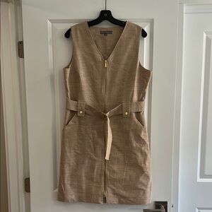 Sleeveless Tan Dress with Belt
